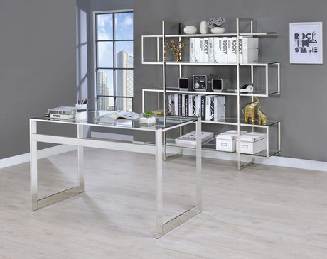 Elmer Clear and Chrome 5-Shelf Bookcase from Coaster - Luna Furniture
