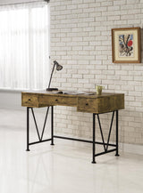 Analiese Antique Nutmeg and Black 3-Drawer Writing Desk from Coaster - Luna Furniture