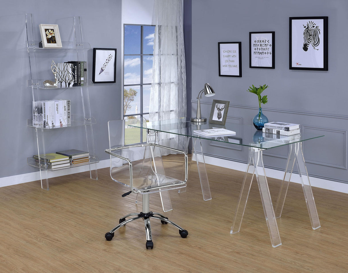 Amaturo Clear 4-Shelf Ladder Bookcase from Coaster - Luna Furniture