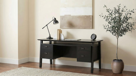Goodson Black 64-inch 4-Drawer Double Pedestal Computer Desk from Coaster - Luna Furniture