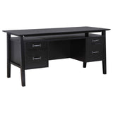 Goodson Black 64-inch 4-Drawer Double Pedestal Computer Desk from Coaster - Luna Furniture