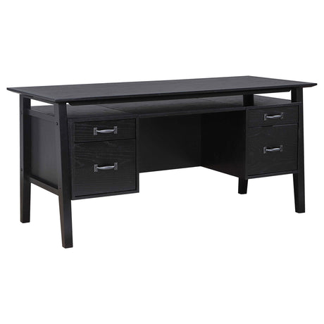 Goodson Black 64-inch 4-Drawer Double Pedestal Computer Desk from Coaster - Luna Furniture