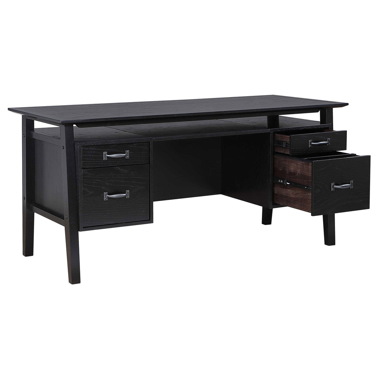 Goodson Black 64-inch 4-Drawer Double Pedestal Computer Desk from Coaster - Luna Furniture