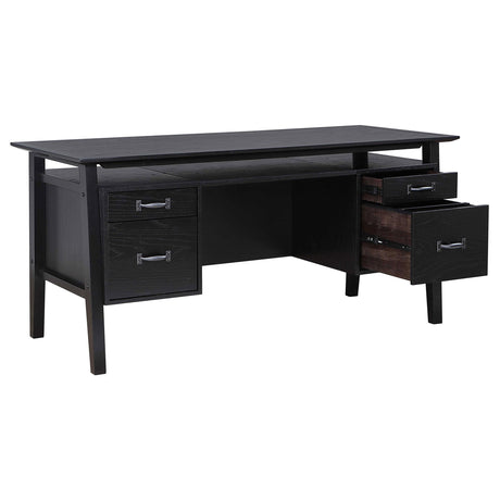 Goodson Black 64-inch 4-Drawer Double Pedestal Computer Desk from Coaster - Luna Furniture