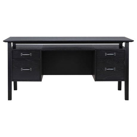 Goodson Black 64-inch 4-Drawer Double Pedestal Computer Desk from Coaster - Luna Furniture