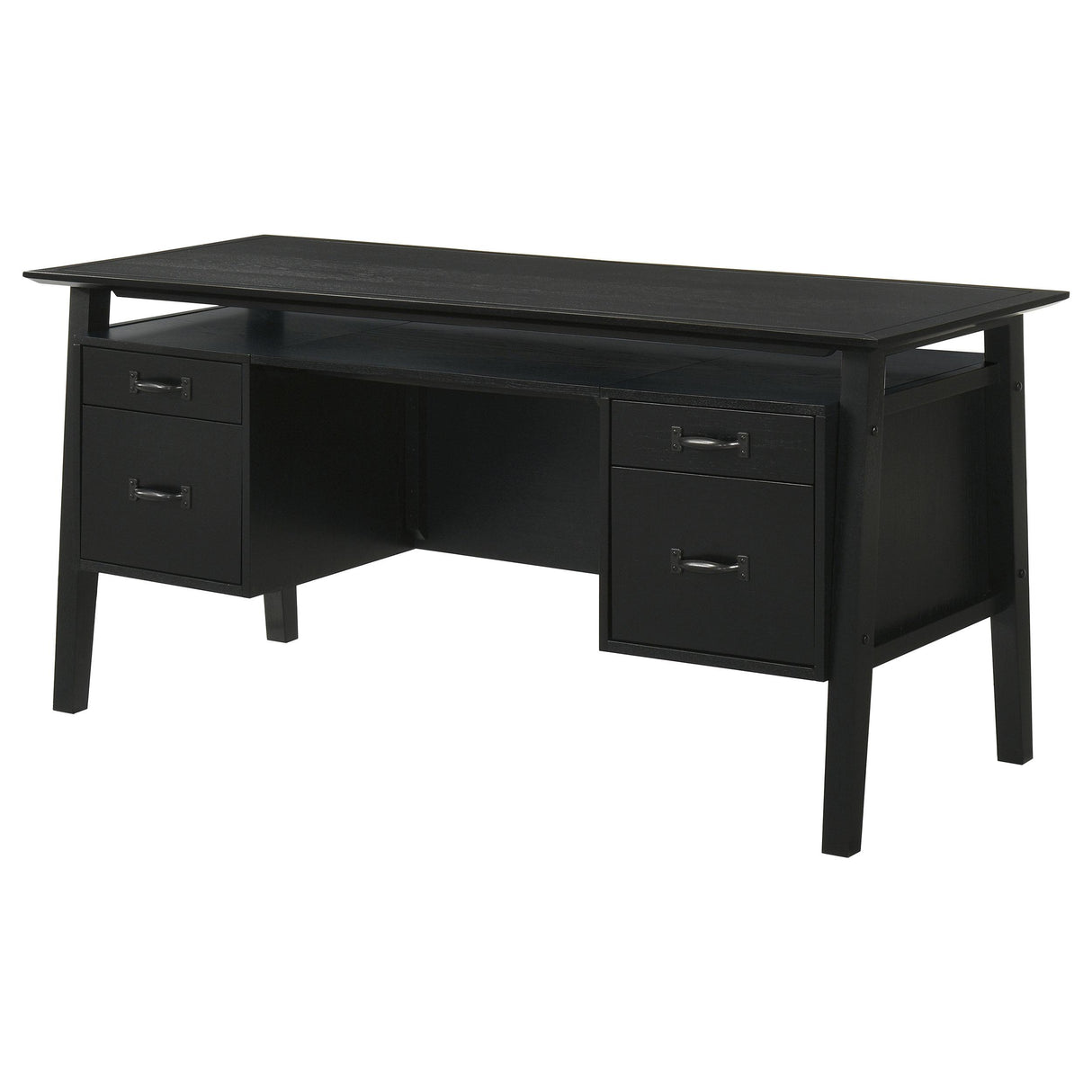 Goodson Black 64-inch 4-Drawer Double Pedestal Computer Desk from Coaster - Luna Furniture