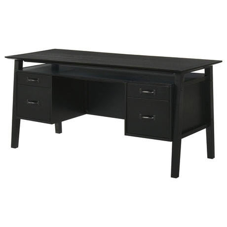Goodson Black 64-inch 4-Drawer Double Pedestal Computer Desk from Coaster - Luna Furniture