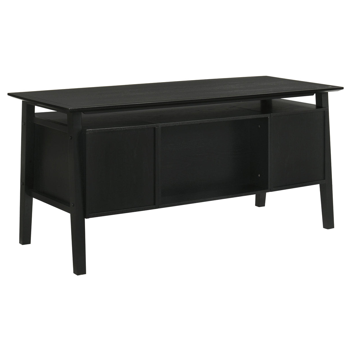 Goodson Black 64-inch 4-Drawer Double Pedestal Computer Desk from Coaster - Luna Furniture