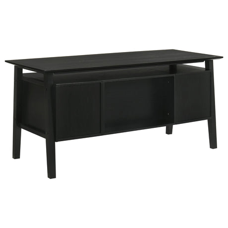 Goodson Black 64-inch 4-Drawer Double Pedestal Computer Desk from Coaster - Luna Furniture