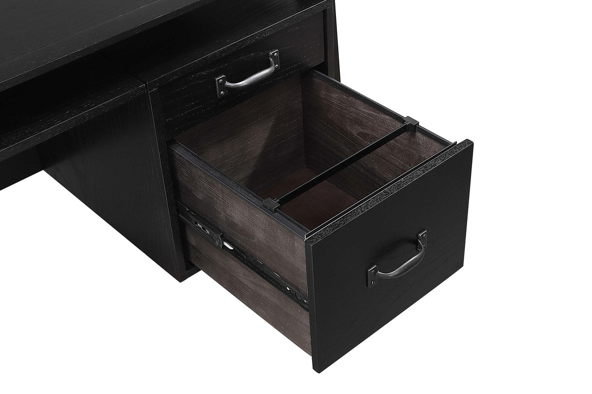 Goodson Black 64-inch 4-Drawer Double Pedestal Computer Desk from Coaster - Luna Furniture
