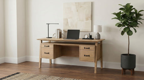 Goodson Distressed Light Brown 64" 4-Drawer Computer Desk from Coaster - Luna Furniture