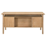 Goodson Distressed computer desk, rear storage panels, light brown wood finish