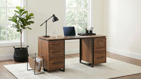 Berhalter Brown 6-Drawer Double Pedestal File Computer Desk from Coaster - Luna Furniture