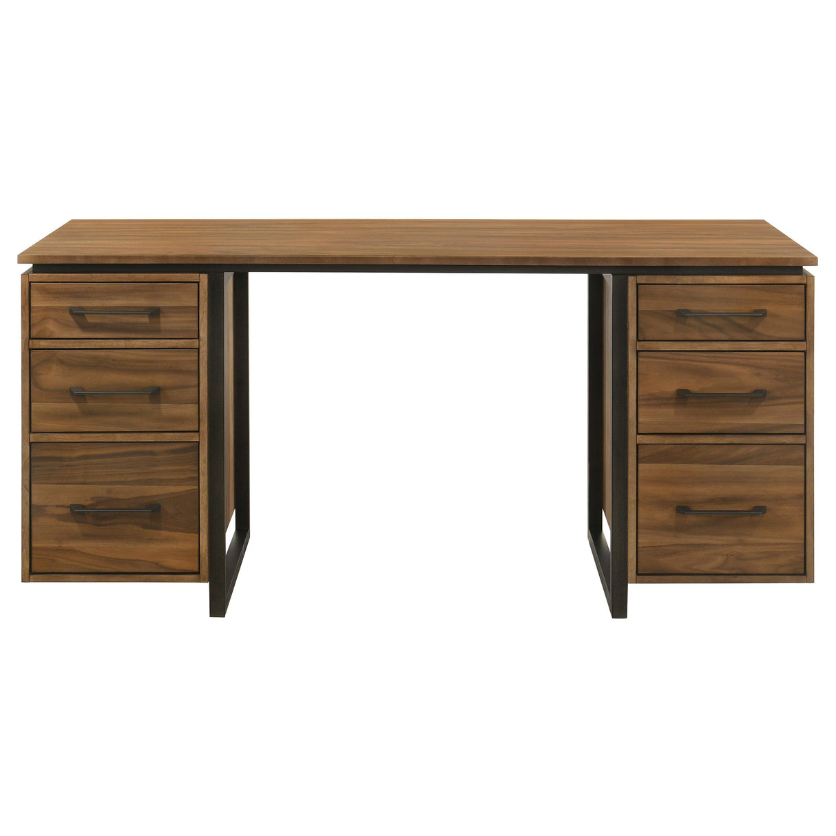 Berhalter Brown 6-Drawer Double Pedestal File Computer Desk from Coaster - Luna Furniture