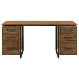 Berhalter Brown 6-Drawer Double Pedestal File Computer Desk from Coaster - Luna Furniture
