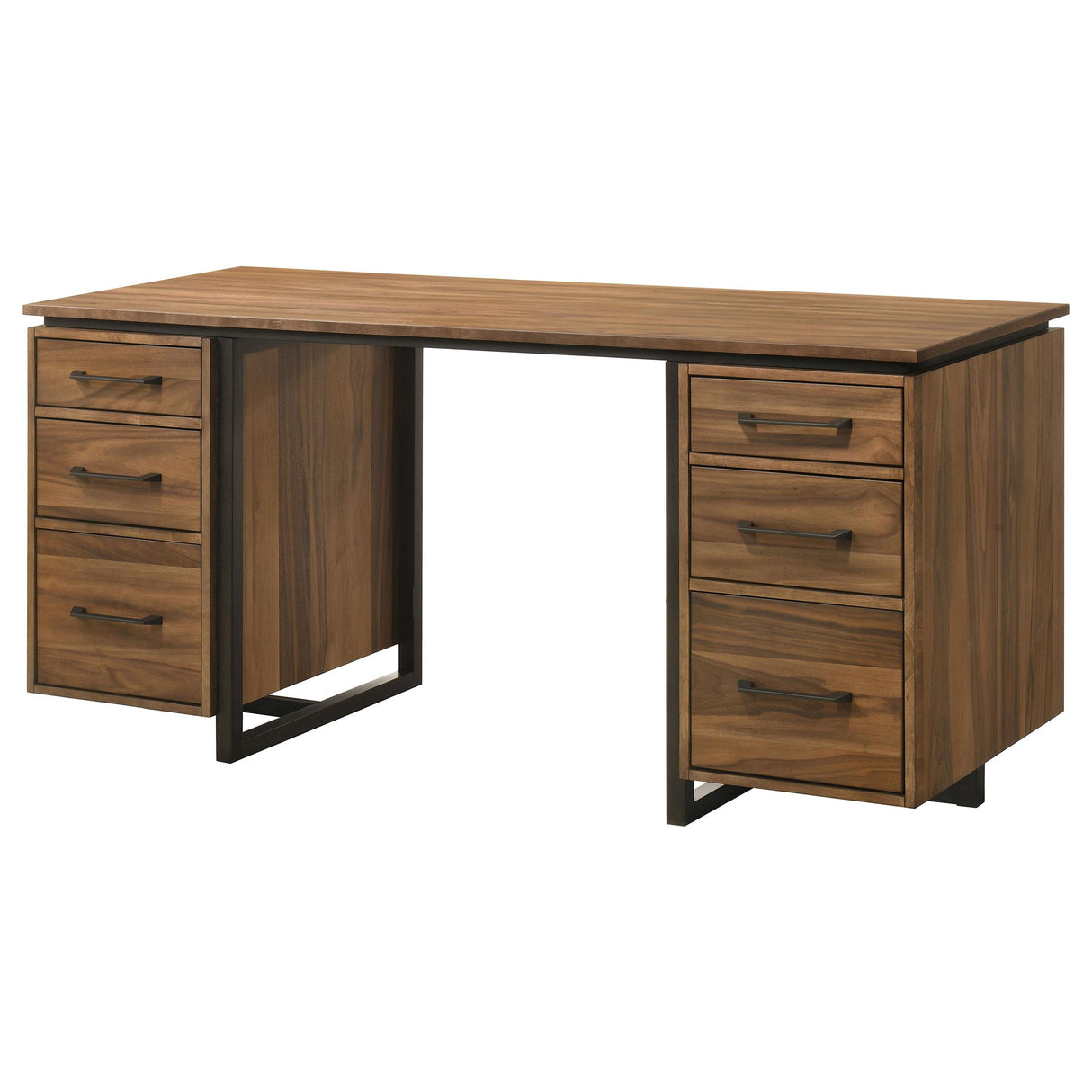 Berhalter Brown 6-Drawer Double Pedestal File Computer Desk from Coaster - Luna Furniture