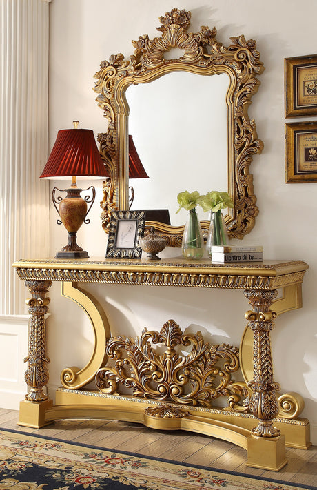 HD-8016 Metallic Bright Gold Console Table from Homey Design - Luna Furniture