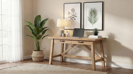Fabian Distressed Light Brown 54-inch 2-drawer Computer Writing Desk from Coaster - Luna Furniture