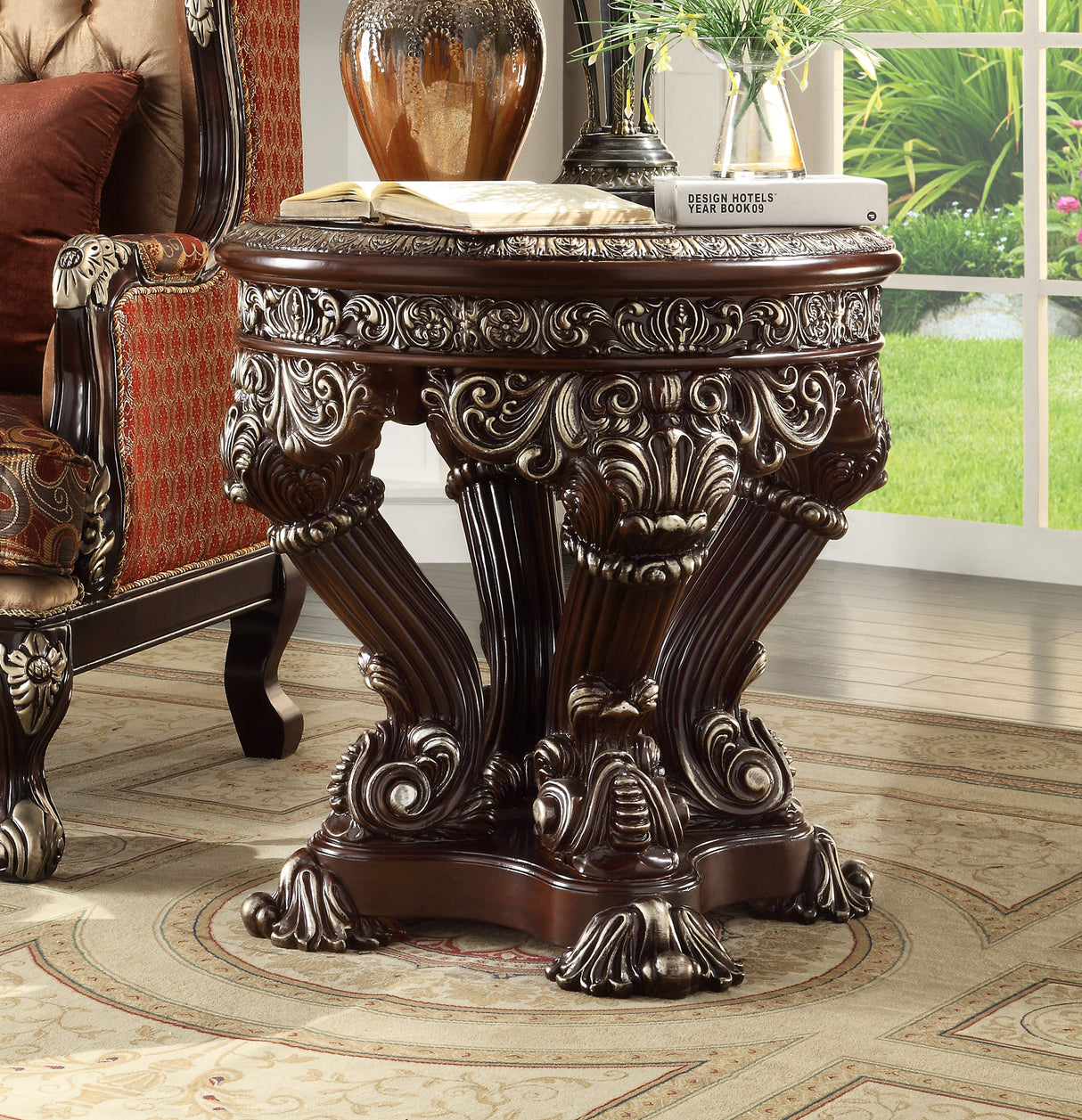 HD-8017 Brown/Metallic Silver End Table from Homey Design - Luna Furniture