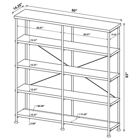Analiese Mango 63-inch 4-shelf Double Bookshelf from Coaster - Luna Furniture