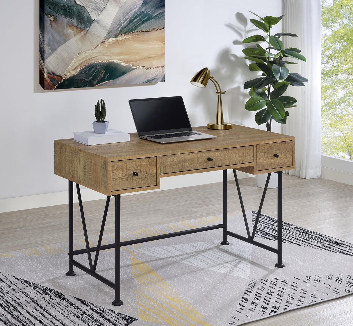 Analiese Mango 47-inch 3-drawer Writing Desk from Coaster - Luna Furniture