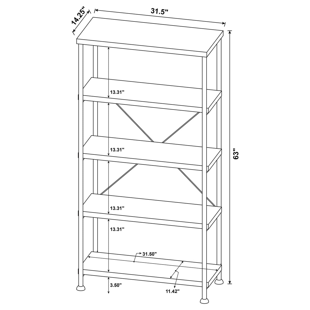 Analiese Mango 63-inch 4-shelf Bookshelf from Coaster - Luna Furniture
