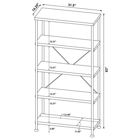 Analiese Mango 63-inch 4-shelf Bookshelf from Coaster - Luna Furniture