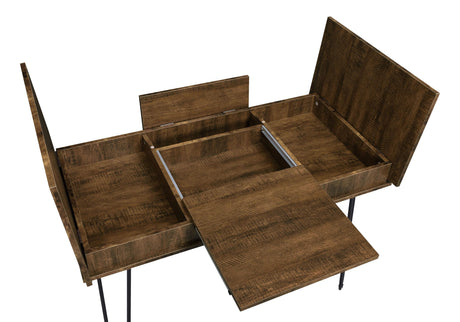 Sheeran Rustic Amber Writing Desk with 4 Hidden Storages from Coaster - Luna Furniture