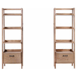 Fabian Distressed Light Brown 2-Piece 4-Shelf Bookshelf with Drawer from Coaster - Luna Furniture