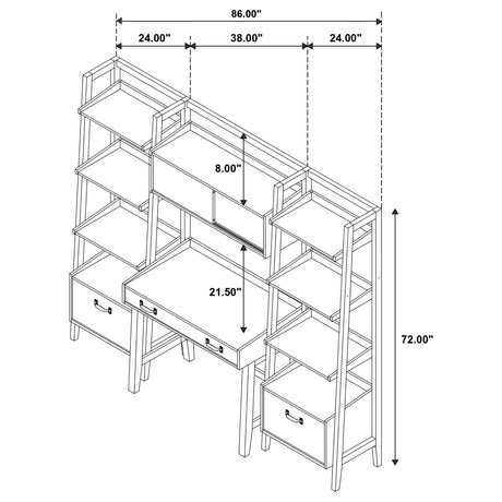 Fabian Distressed Light Brown Bookshelf Bridge with Cubbies from Coaster - Luna Furniture