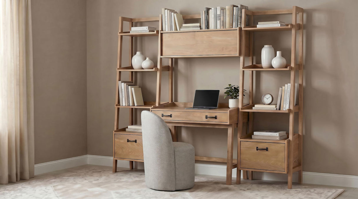 Fabian Distressed Light Brown Bookshelf Bridge with Cubbies from Coaster - Luna Furniture