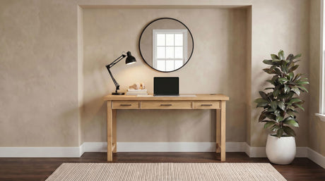 Vermes Light Ash 55-inch 3-drawer Writing Desk with Power Outlet from Coaster - Luna Furniture
