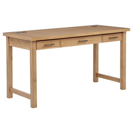 Vermes Light Ash 55-inch 3-drawer Writing Desk with Power Outlet from Coaster - Luna Furniture