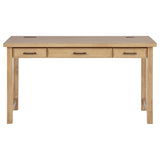Vermes Light Ash 55-inch 3-drawer Writing Desk with Power Outlet from Coaster - Luna Furniture