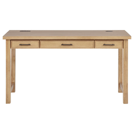Vermes Light Ash 55-inch 3-drawer Writing Desk with Power Outlet from Coaster - Luna Furniture