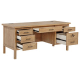 Vermes Light Ash 66-inch 7-drawer Computer Desk with Power Outlet from Coaster - Luna Furniture
