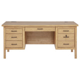 Vermes Light Ash 66-inch 7-drawer Computer Desk with Power Outlet from Coaster - Luna Furniture