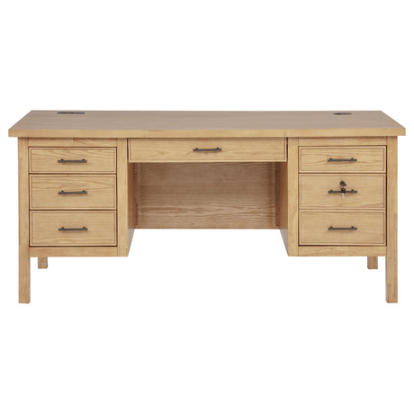 Vermes Light Ash 66-inch 7-drawer Computer Desk with Power Outlet from Coaster - Luna Furniture