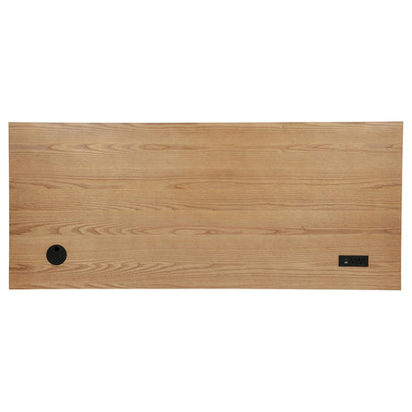 Vermes Light Ash 66-inch 7-drawer Computer Desk with Power Outlet from Coaster - Luna Furniture