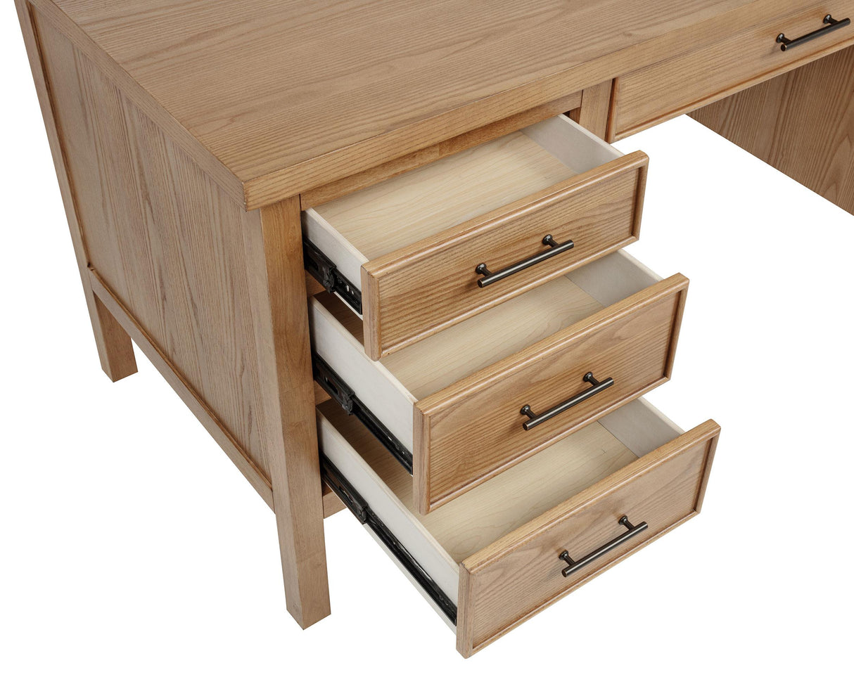 Vermes Light Ash 66-inch 7-drawer Computer Desk with Power Outlet from Coaster - Luna Furniture
