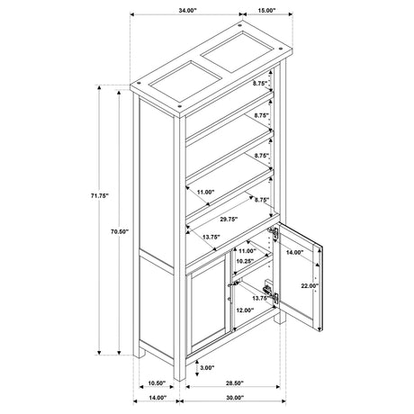 Vermes Light Ash 72-inch 2-door Home Office Cabinet Bookcase from Coaster - Luna Furniture