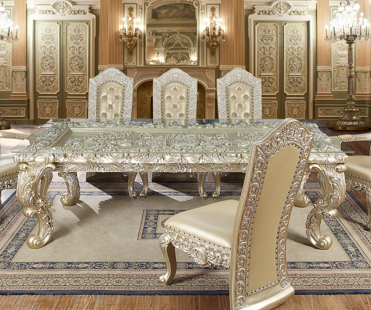 HD-8022 Champagne Gold Dining Table from Homey Design - Luna Furniture