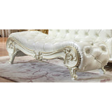 HD-8032 Ivory/Metallic Antique Gold Bench from Homey Design - Luna Furniture