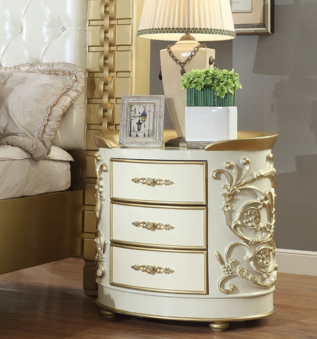 HD-8032 Ivory/Metallic Antique Gold 4-Piece Eastern King Bedroom Set from Homey Design - Luna Furniture