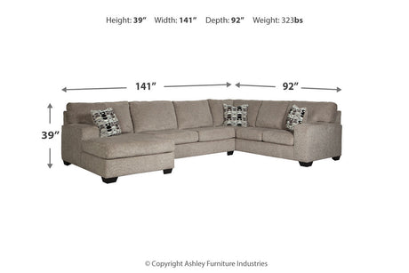Ballinasloe Platinum 3-Piece Sectional with Ottoman from Ashley - Luna Furniture