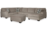 Ballinasloe Platinum 3-Piece Sectional and Ottoman from Ashley - Luna Furniture