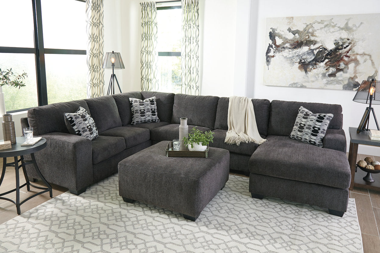 Ballinasloe Smoke 3-Piece Sectional and Ottoman from Ashley - Luna Furniture