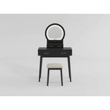 Ornate Black Vanity Dresser with Mirror and Stool from Homelegance - Luna Furniture