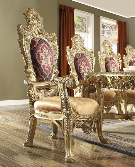 HD-8086 Metallic Gold 7-Piece Dining Table Set from Homey Design - Luna Furniture