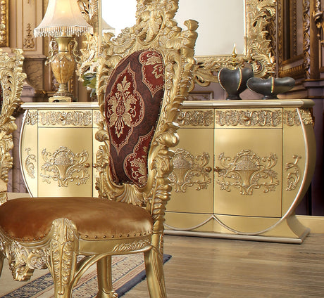 HD-8086 Metallic Gold 7-Piece Dining Table Set from Homey Design - Luna Furniture